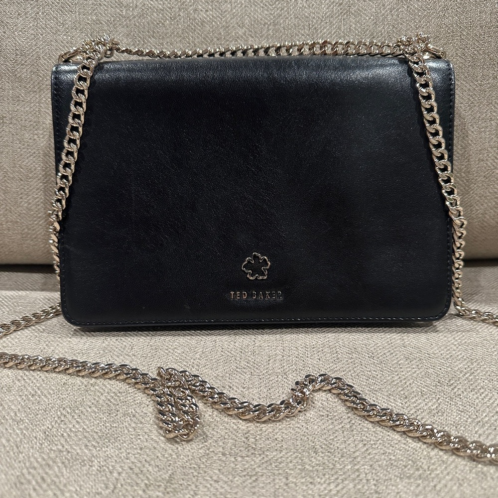 Ted Baker Black Crossbody Designer Bag Purse with Chain Strap